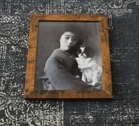 Framed Vintage Japanese Geisha & Japanese Chin Dog Photo Print (8x10)