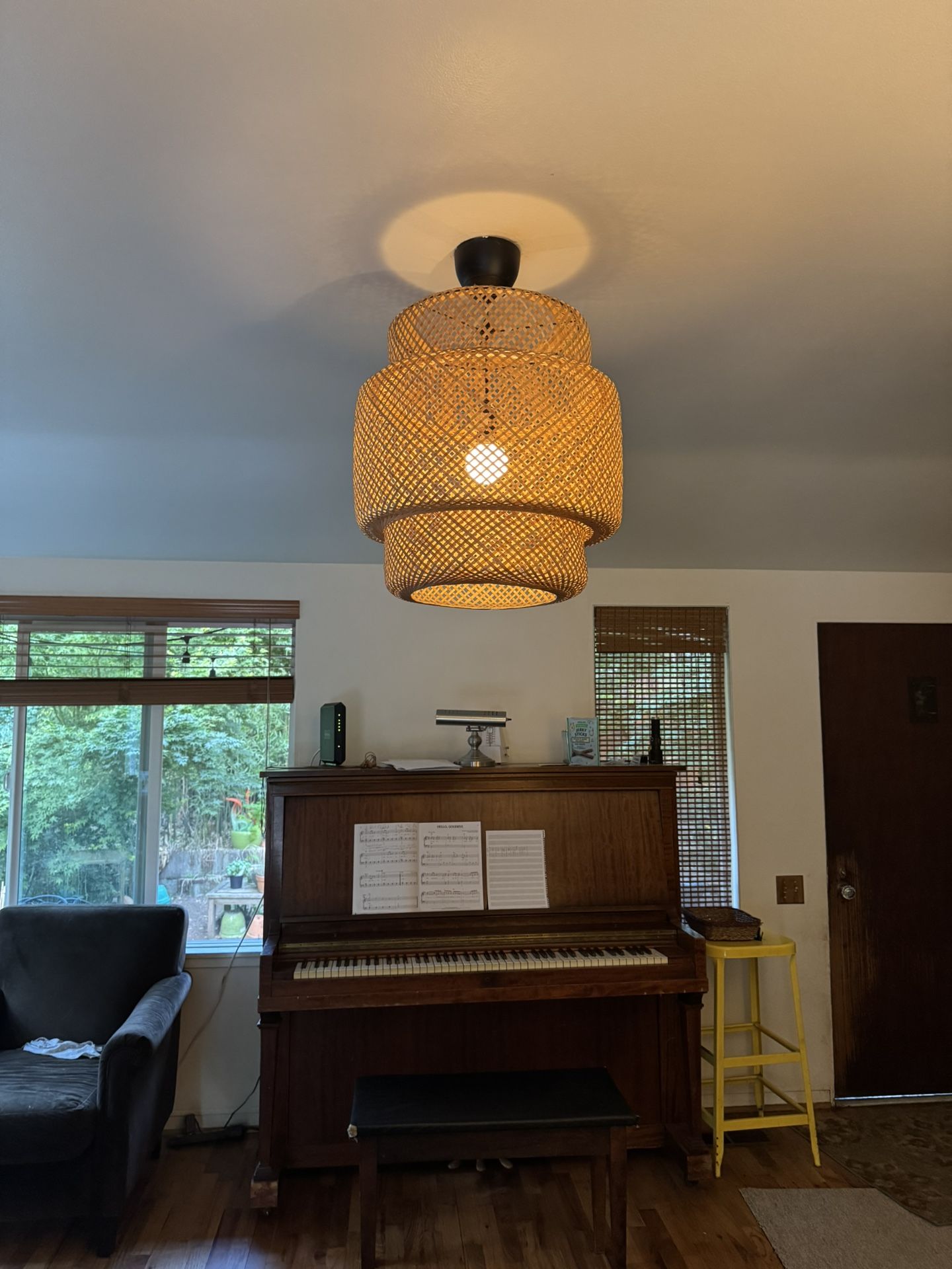 Bamboo Ceiling Light, 13" Long, 20" Wide