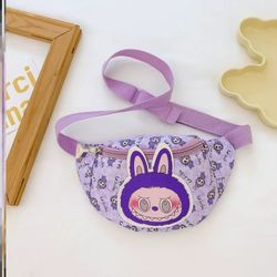 Cartoon Dachshund Pattern Waist Bag Large Capacity Crossbody Pack Purse Casual Outdoor Shoulder Chest