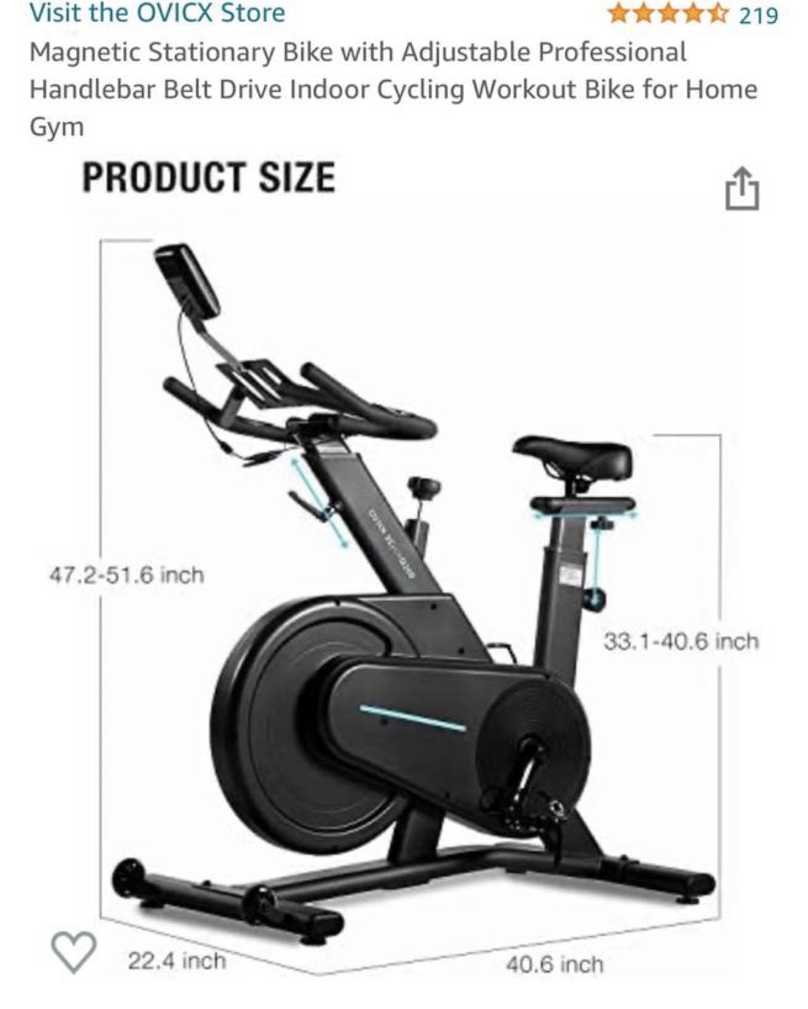 Magnetic Stationary Bike Belt Drive Indoor Cycling Workout Bike for home Gym $149