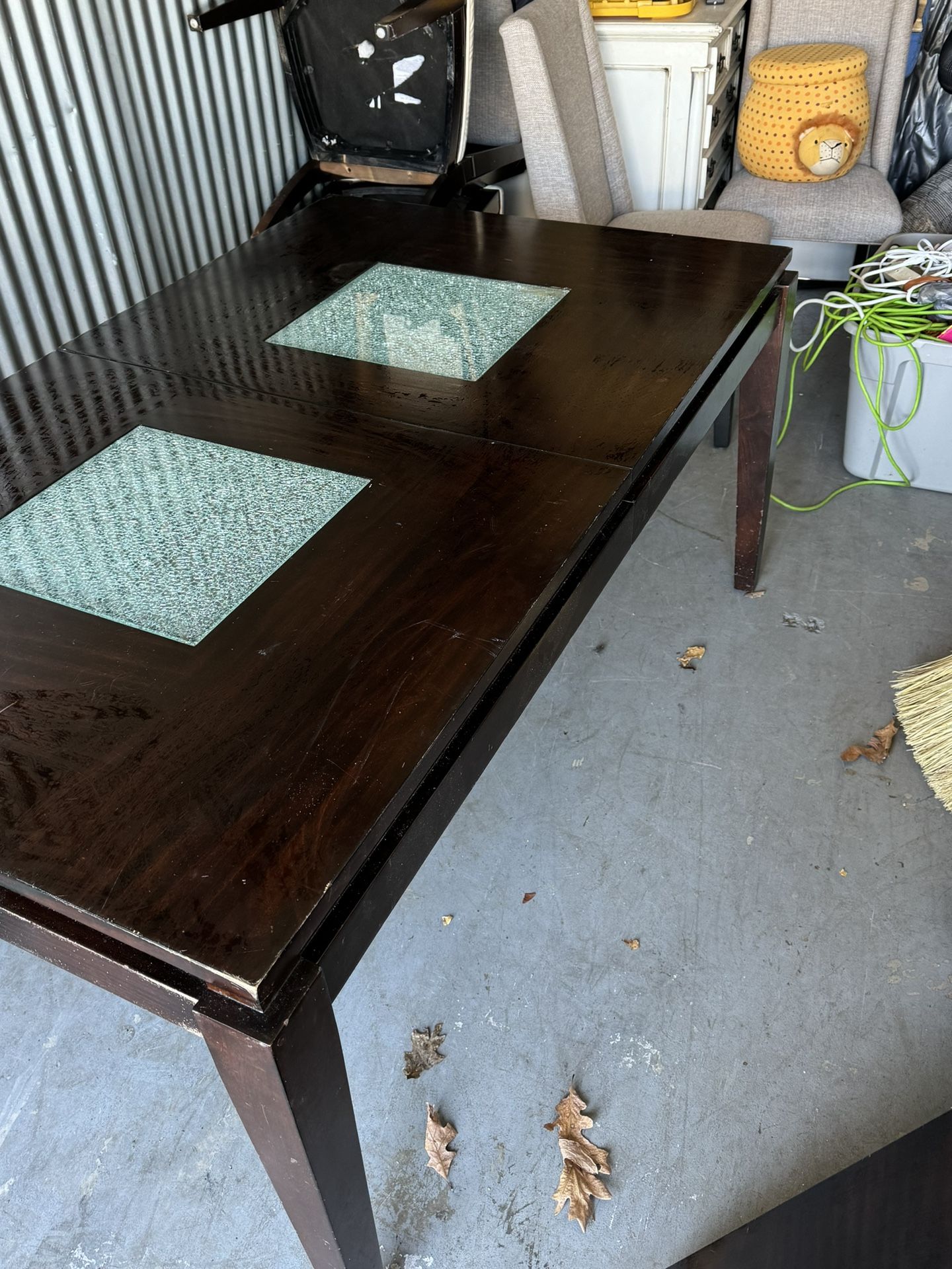 Dining Table Cracked Glass Accents