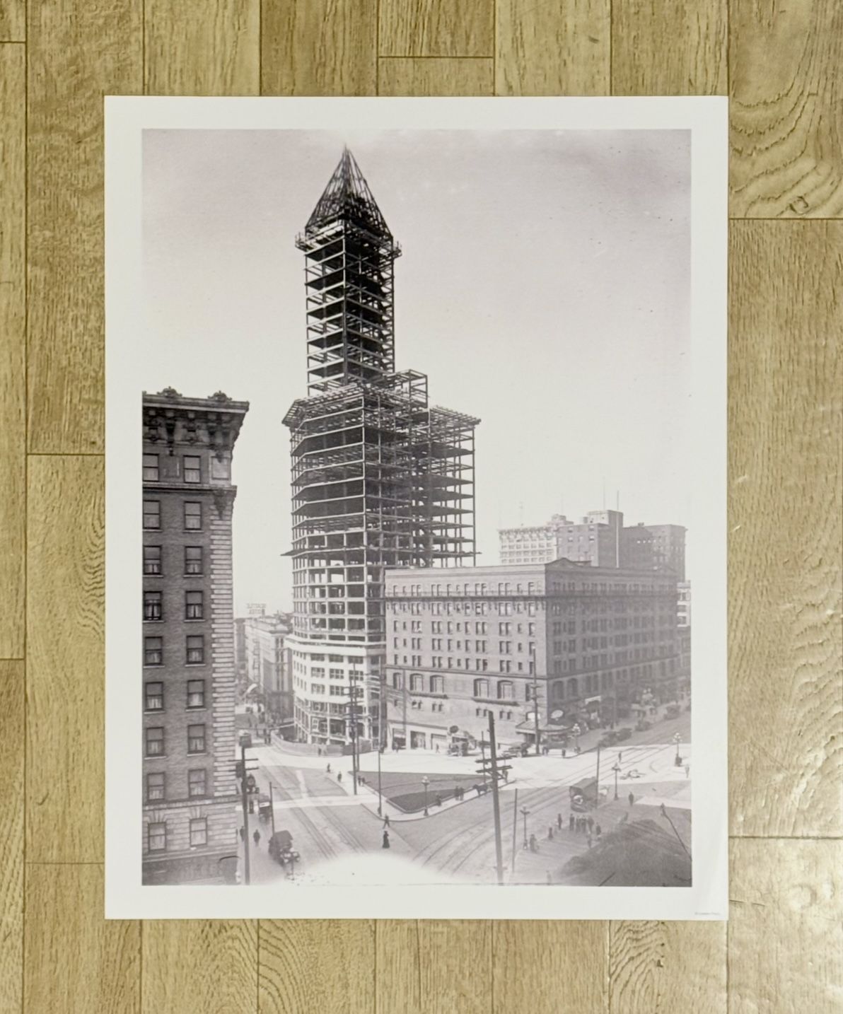 Seattle Smith Tower B & W Construction Poster - 12” X 16” - New