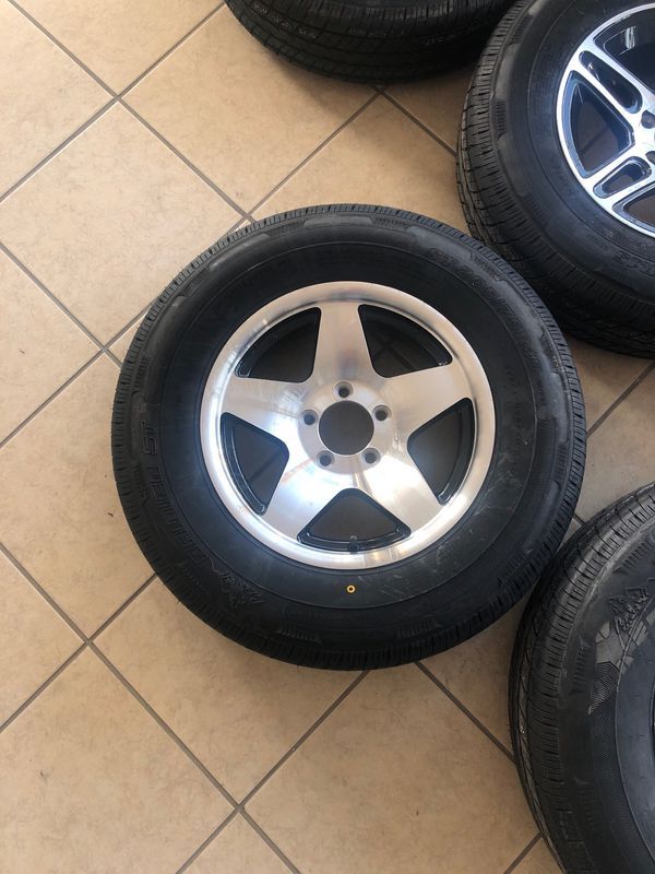 Special Sale!! Aluminum trailer rim and radial tire. 15" 5 lug - 205/75/15 - Trailer tire sale - we install for free - We carry all trailer tires