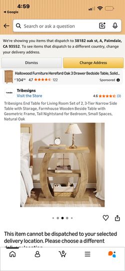 Tribesigns End Table for Living Room Set of 2, 3-Tier Narrow Side