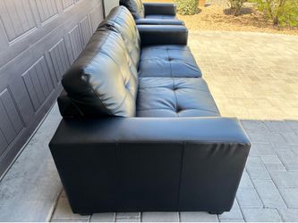 Set of 2 Black Faux Leather Sofa & Loveseat - Excellent Condition - $400