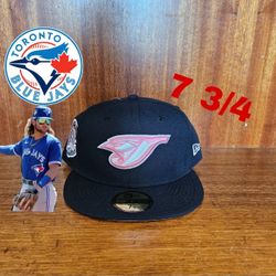 New Er 59fifty Toronto Blue Jays Fitted Hat Navy Pink 30th Season Patch 