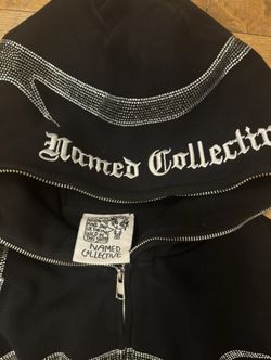 NAMED COLLECTIVE THORN RHINESTONE ZIP HOODIE BLACK SIZE L/XL