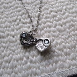 Chunky Silver Tone Locket And Chain