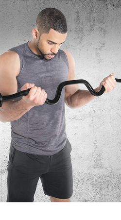 New Sealed Box Standard Curl Bar with Rubber Grip Build and Destroy your Biceps & Triceps