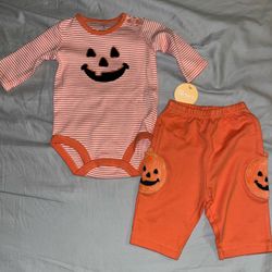 Carter’s Baby Halloween Pumpkin Outfit pants Shirt boys  New A033