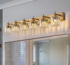 luxury gold crystal 6-Light  Bathroom Vanity Light