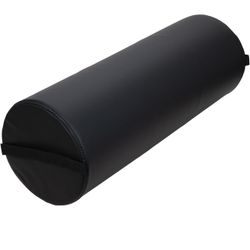 ForPro Professional Collection Jumbo Full Round Bolster Pillow, Black, Oil and Stain-Resistant, for Massage and Yoga, 9” R x 26” L