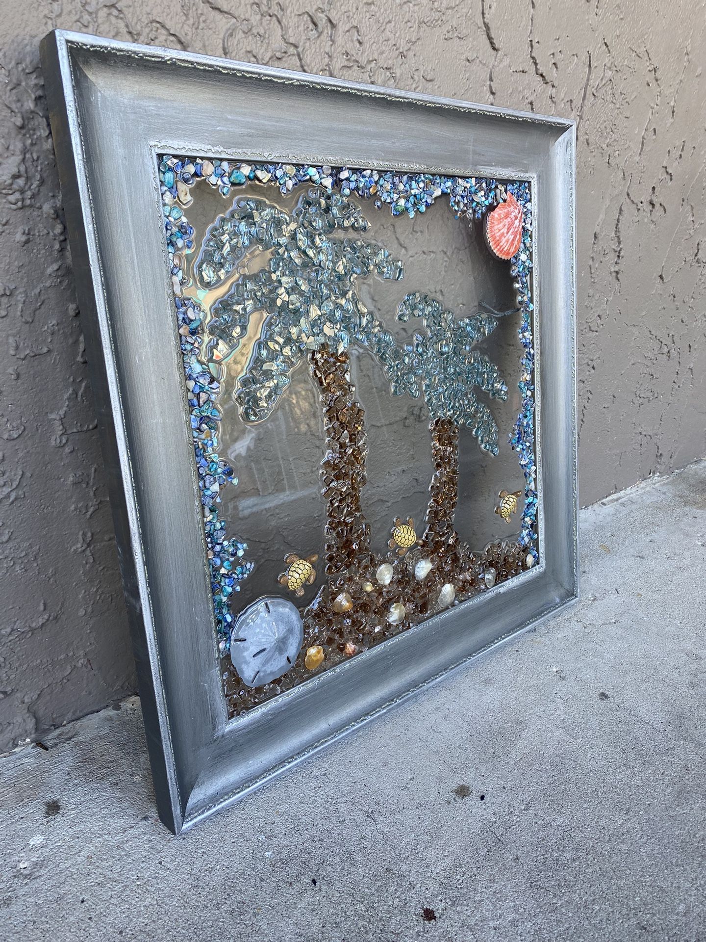 Large Resin Broken Glass Palm Picture