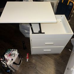 ARTETHYS 2 in 1 Upgrade Nightstand with Lift Top and Computer Table, Height Adjustable Bedside Table End Table Laptop Desk with 2 Drawer and Hidden St