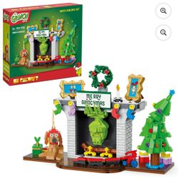 Brickcraft Grinch in Fireplace Brick Building Kit (591-Plastic Piece Set), Limited Edition Collectible, Christmas Décor, Toy Gift Idea for Boys and Gi