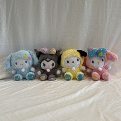 SANRIO Characters 10" Plushie Set of 4, Kawaii Stuffies Cinnamoroll Kuromi Pochacco My Melody (NEW)