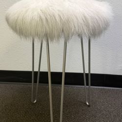 Faux Fur White Stools