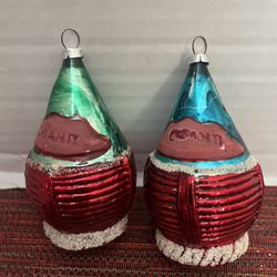 Vtg Pair 1960's Chianti Bottle Glass Christmas Ornament West Germany