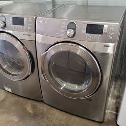 Samsung Front Load Washer And Stackable Gas Dryer Set