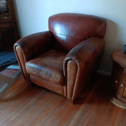Free Leather Chair and Ottoman 