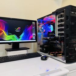 ASUS Starter Gaming PC 8 Core I7 CPU @ 2,8 GHz. Nvidia GTX 650 128G SSD/1T HDD, 12G RAM. WIFI. 10 USB. DVD, 500W PSU. 22” Monit/Keyb,Mouse. Win11Pro