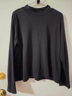 L.L.Bean Women's XL Black Supima Cotton Mock Neck Long Sleeve Top