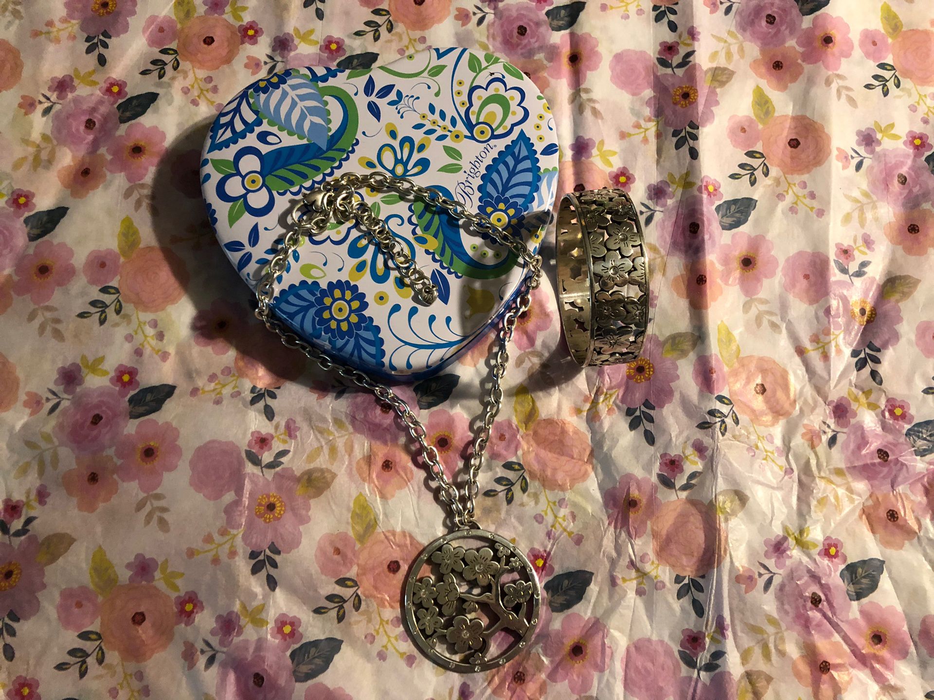Authentic BRIGHTON Flower Medallion Necklace And Bracelet 