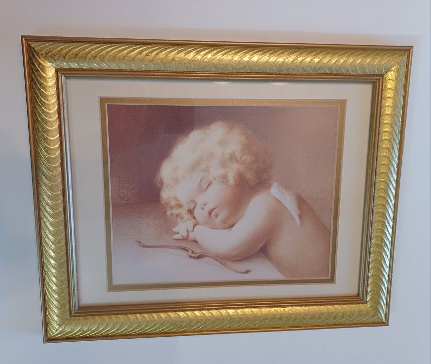 Bessie Pease Gutman Cupid Caught Napping Framed Print