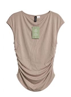 NWT H&M Gathered Cap-Sleeved Top Color Beige Size L