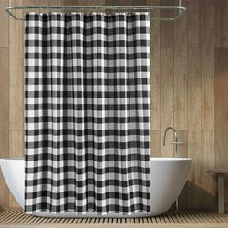 72x84 Inch Extra Long Black and White Buffalo Check Shower Curtain