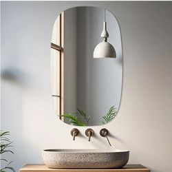 4850: New 36"×24" Frameless Bathroom Mirror, Tempered Glass Wall Mirror, HD Vanity Mirror for Entryway, Living Room & Home Decor, Polished Rounded Edg