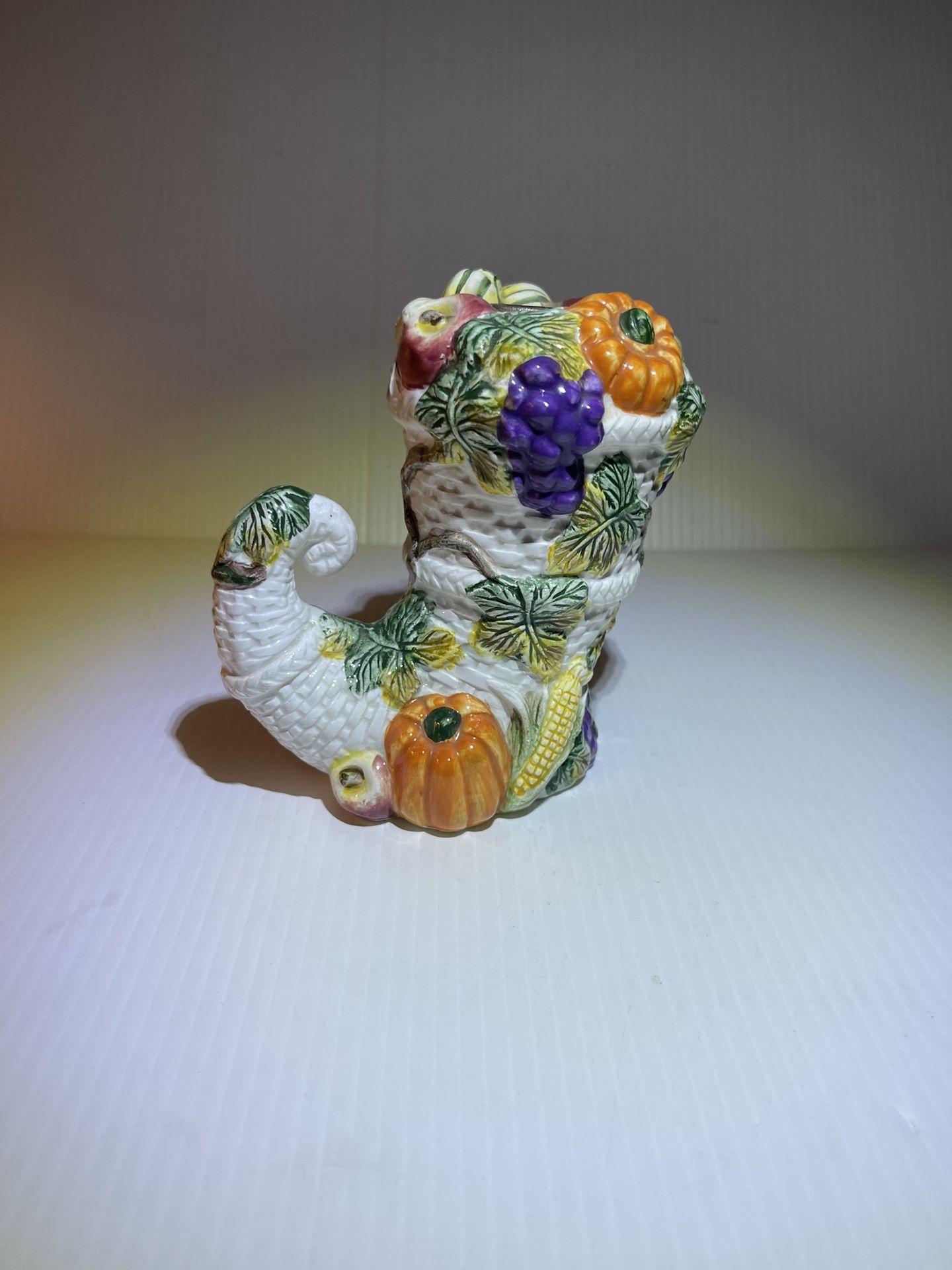 Cornucopia Candle Holder Harvest Bounty by Omnibus Fitz & Floyd 1993 5x5”