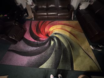 Large Abstract Area Rug – 8.5 x 10.5 ft – Bold Swirl Design