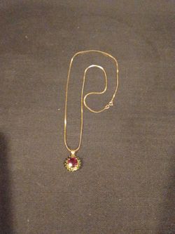 14k Rubellite & Green tourmaline pendent & Chain.