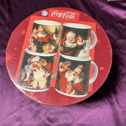 Set of 4 Coca-Cola Holiday Portraits Santa Stoneware Mugs by Sakura