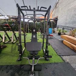 Vesta Smith Machine 1001 | Adj Bench W/ Leg Developer And Preacher Station |Gym Equipment | Fitness | Pulleys|🔴WEIGHTS AND BARBELL SOLD SEPARATELY 🔴