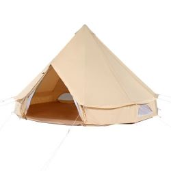 20#Canvas Bell Tent, 4 Seasons 3 m/9.8ft Yurt Tent, Canvas Tent for Camping with Stove Jack, Breathable Tent Holds up to 4 People, Family Camping Outd