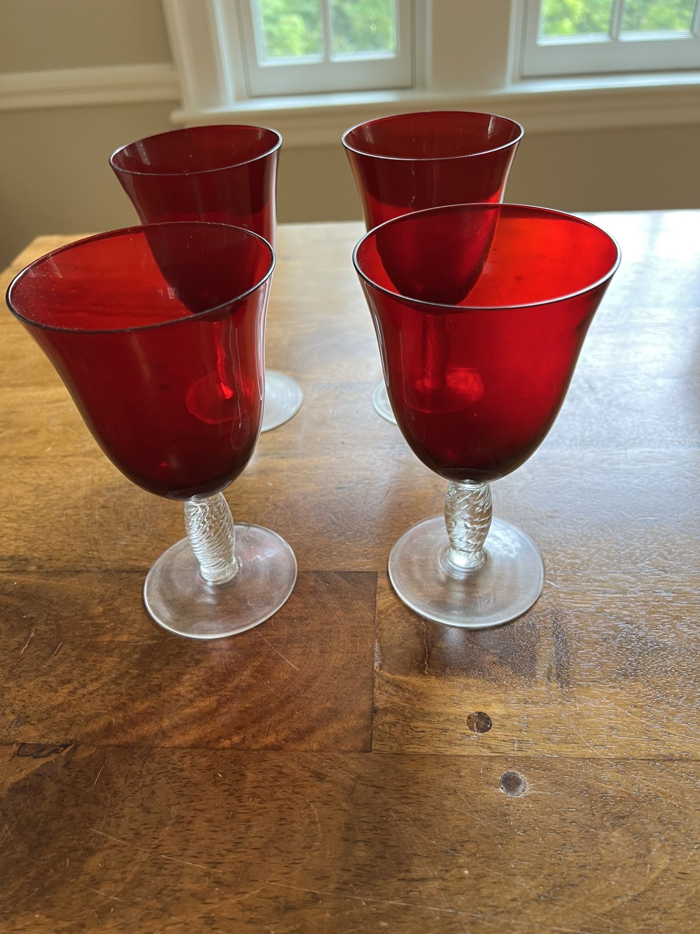4 Hand Blown Red Glasses - Free