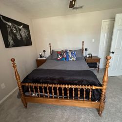 Vintage Bed Frame  & 3 Ethan Allen Night