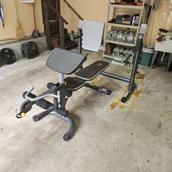 Golds gym xr20 FID adjustable weight bench Olympic squat rack 