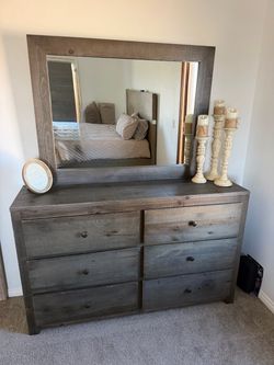 Solid wood dresser with mirror