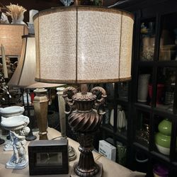 New…Pretty Brown Lamp With Beige Shade
