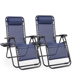 Brand New—2 Chairs- Zero Gravity Chairs, Set of 2 Portable Recliner Beach Camping Patio