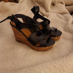 Black Wedge Sandals