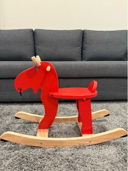 IKEA Rocking moose, red/ rubberwood