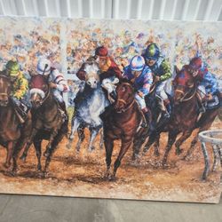 48in x 30 in WALL ART Horse RACE 