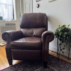 Brown leather recliner