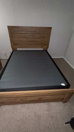Wooden Queen Bed Frame + HeadBoard  and Spring Box