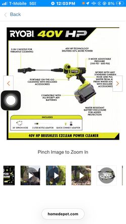 RYOBI CORDLESS PRESSURE washer comes with battery