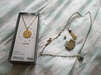 Silver lots 20+ grams and brandnew 14k gold plated with silver based necklace